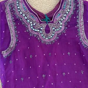 Purple and green Pakistani Indian dress